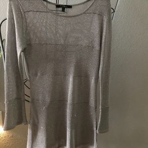 shimmery silver long sleeve top